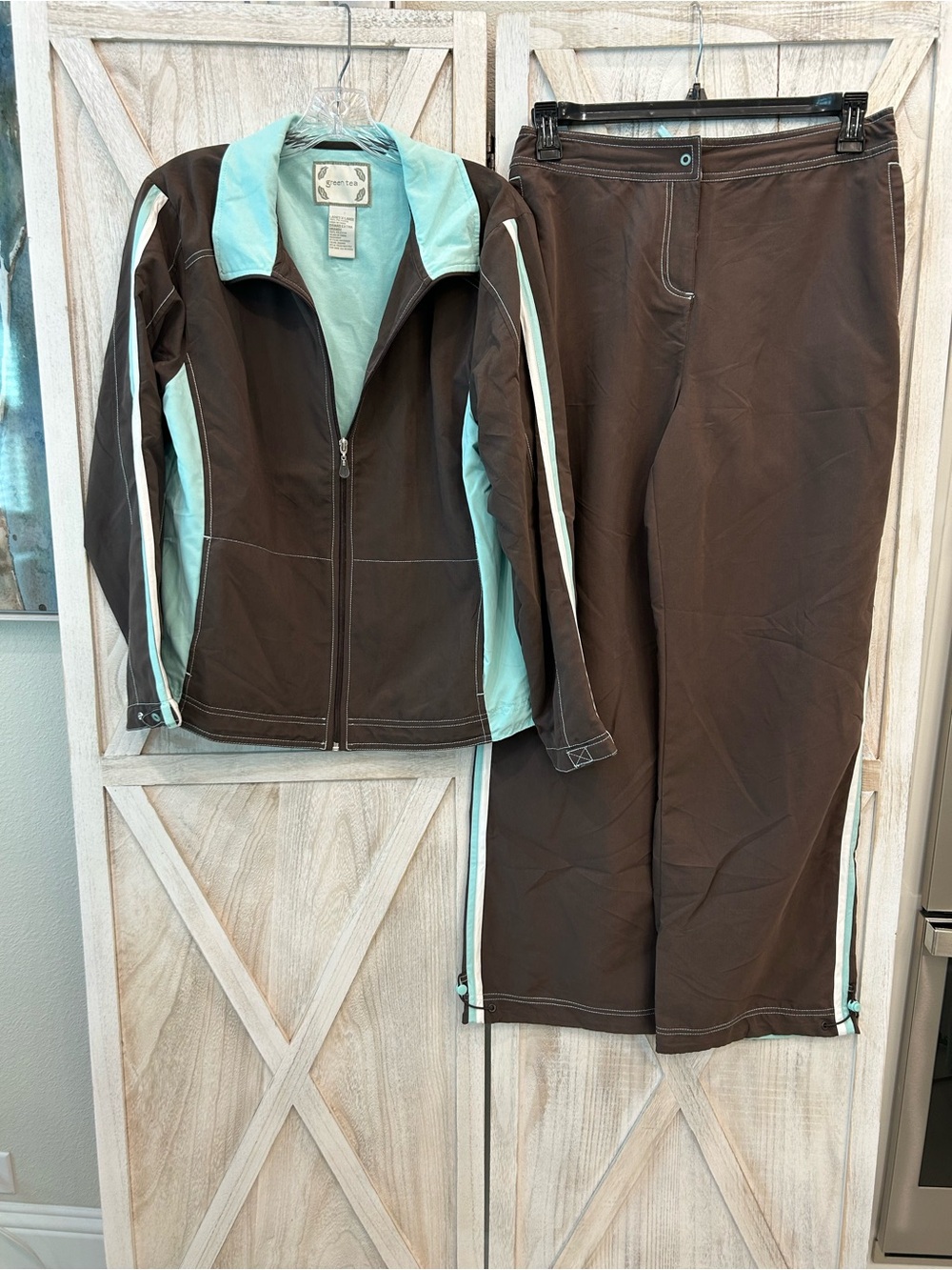 GreenTea Brown & Light Blue Bomber Jacket - Zip Front